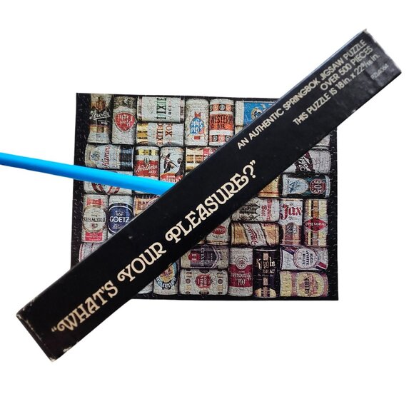 Springbok Jigsaw Puzzle Whats Your Pleasure Beer Cans 500 piece Complete PZL4064 - Picture 9 of 12